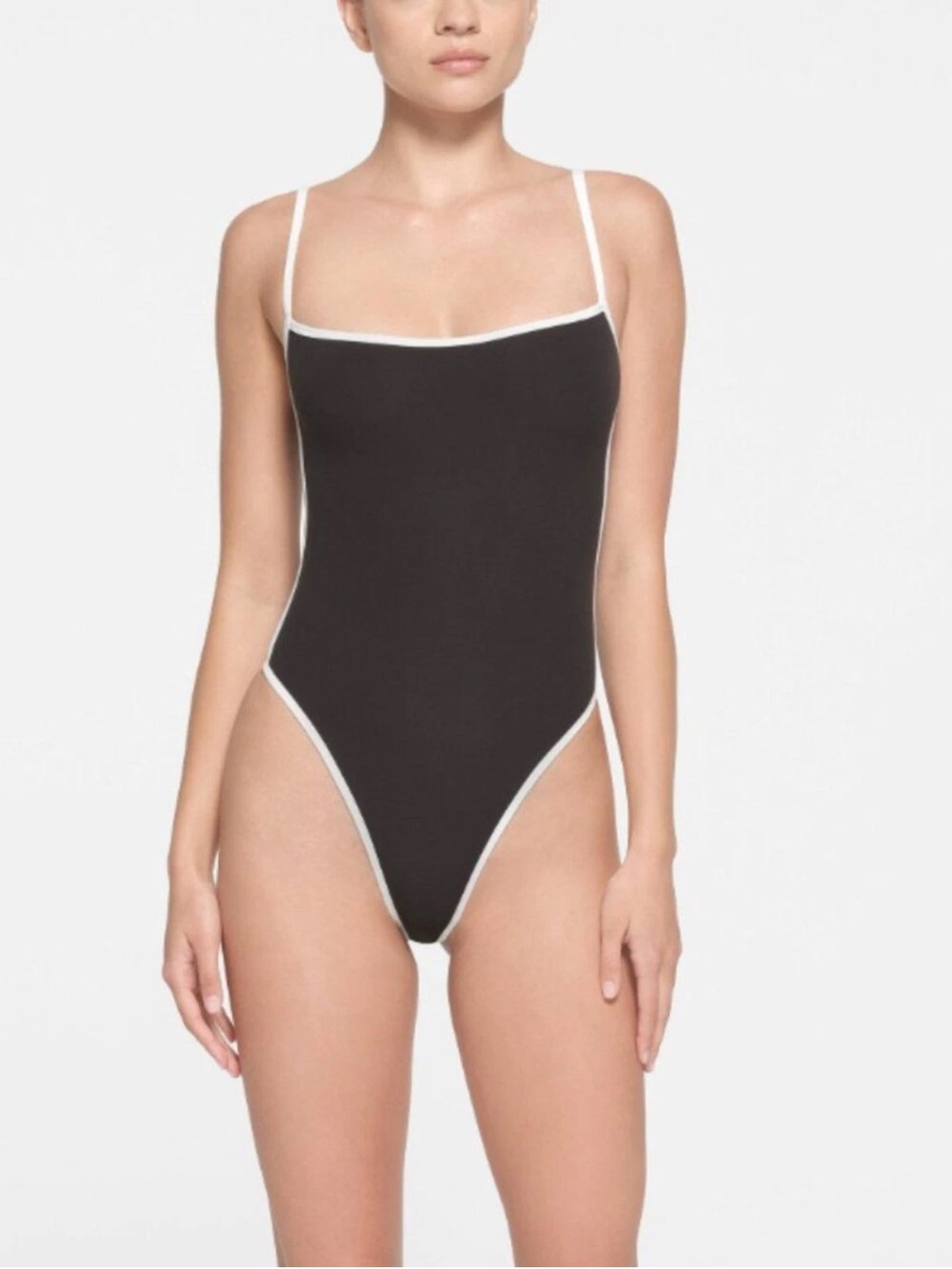 Skims Fits Everybody Straight Neck Thong Bodysuit Onyx Multi 2X